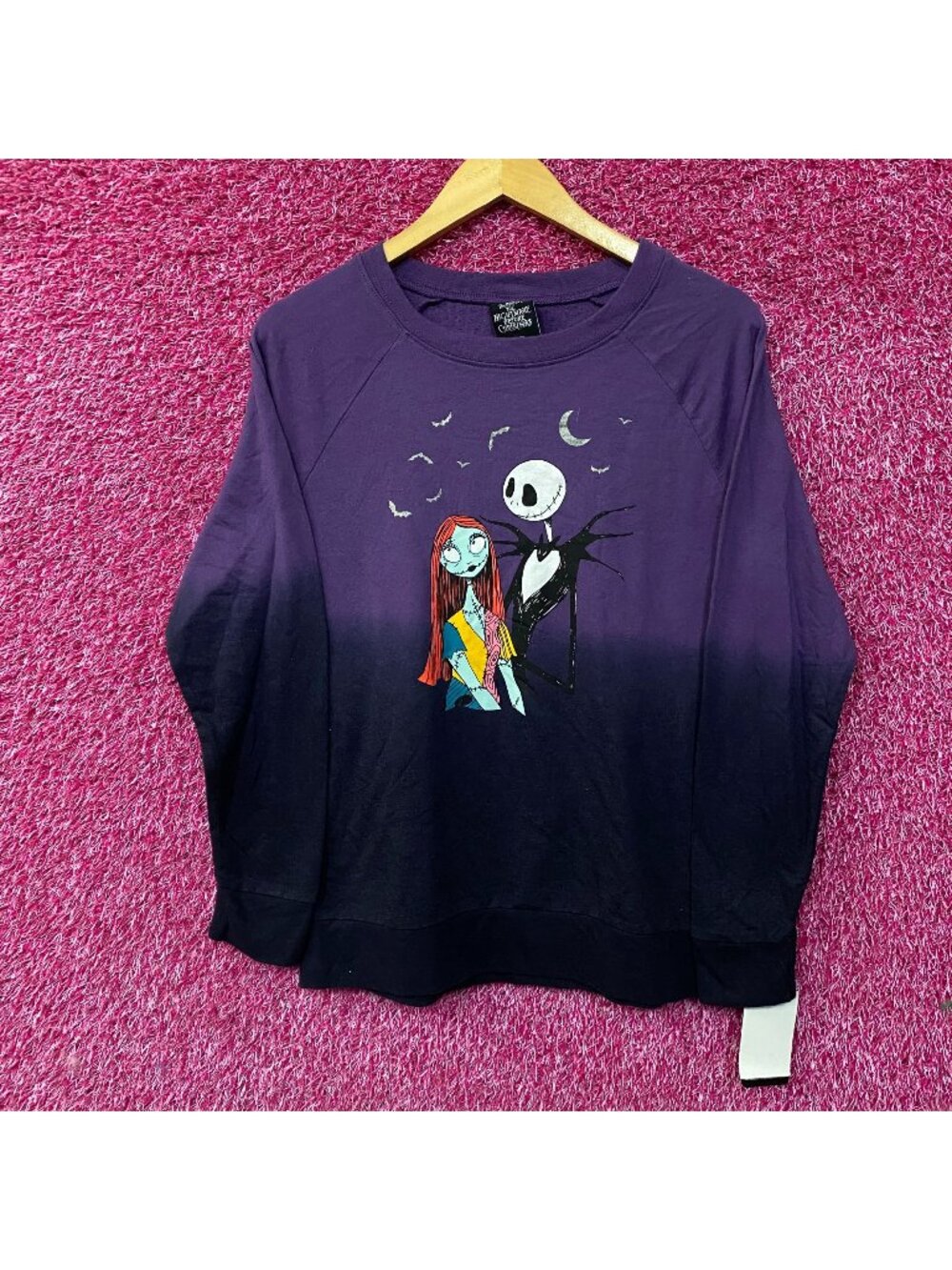 Disney The Nightmare Before Christmas Jack and Sally Ombre Sweatshirt Medium